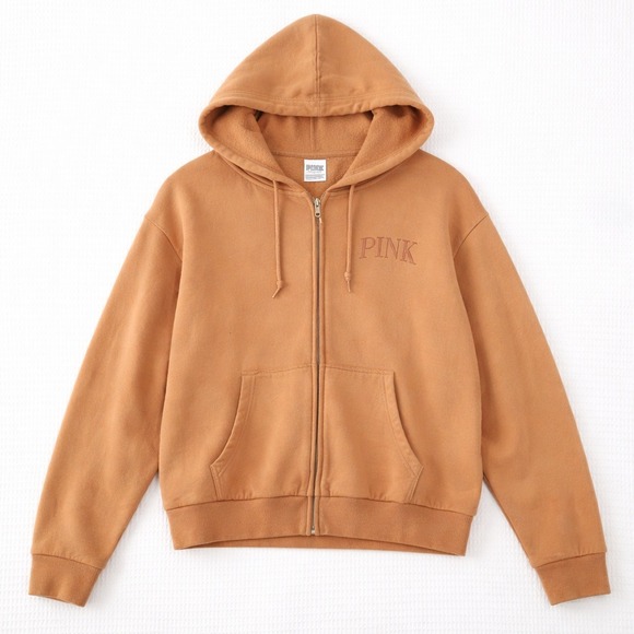 PINK Victoria's Secret Tops - PINK Victoria's Secret Full Zip Hoodie Sweatshirt Womens XXL Brown Comfy Lounge